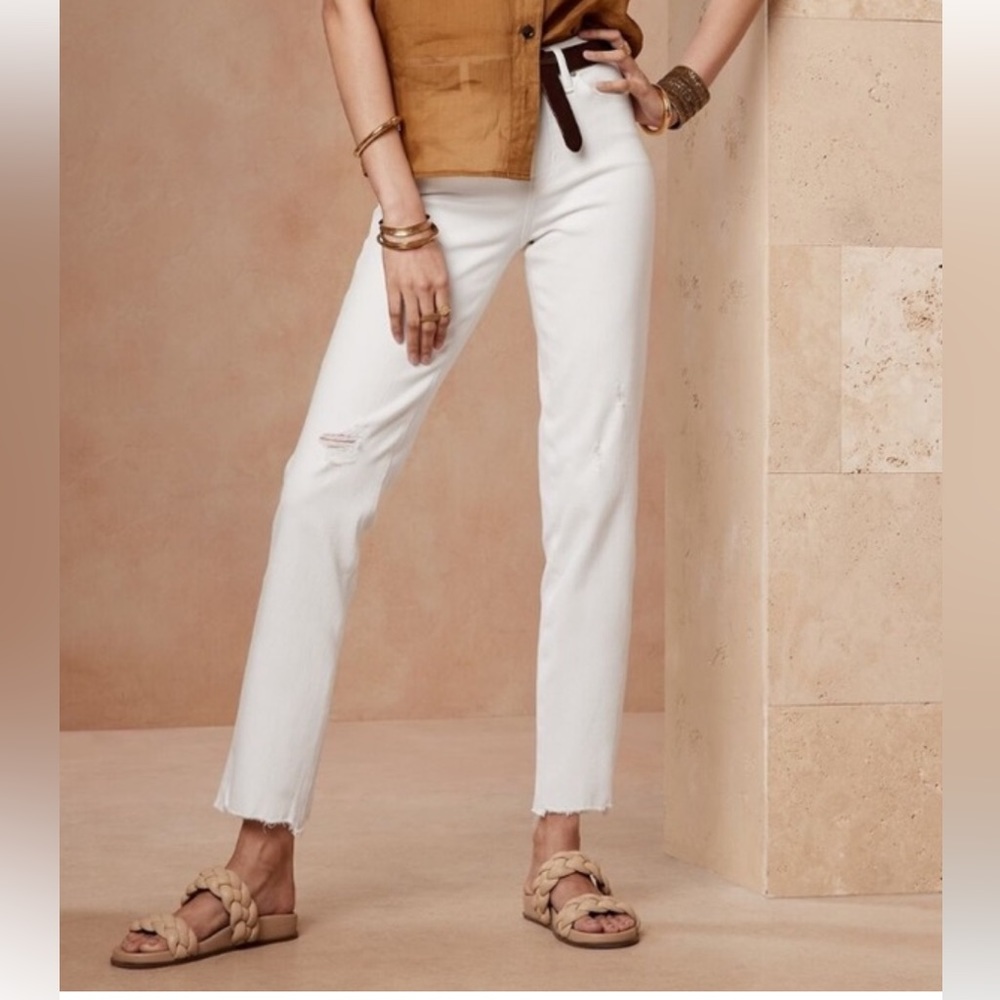 Banana Republic High Rise White Slim Jeans 👖 like new!